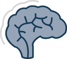 Human Brain Line Filled Grey Icon vector