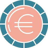 euro moneda glifo dos color icono vector