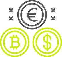 Cryptocurrency Coins Line Two Color Icon vector