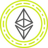 ethereum moneda línea dos color icono vector