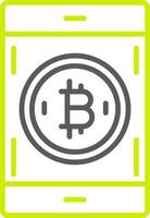 bitcoin pagar línea dos color icono vector