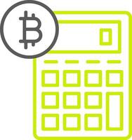 bitcoin calculadora línea dos color icono vector