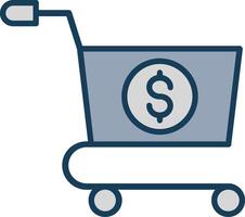 Shopping Cart Line Filled Grey Icon vector