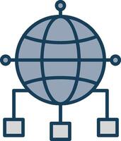 Global Connections Line Filled Grey Icon vector