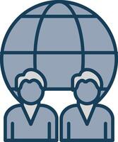 Global Management Line Filled Grey Icon vector