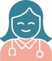 Female Doctor Glyph Two Color Icon vector