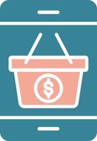 Mobile Shopping Glyph Two Color Icon vector