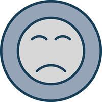 Sad Face Line Filled Grey Icon vector