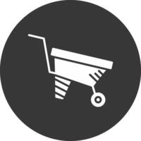 Wheelbarrow Glyph Inverted Icon vector