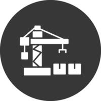 Crane Lifter Glyph Inverted Icon vector