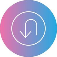 U Turn Line Gradient Circle Icon vector