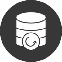 Database Backup Glyph Inverted Icon vector