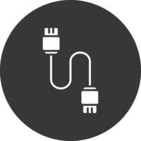 Database Cable Glyph Inverted Icon vector