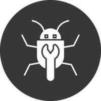 Bug Fixing Glyph Inverted Icon vector