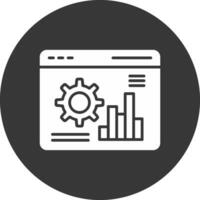 seo trabajo glifo invertido icono vector