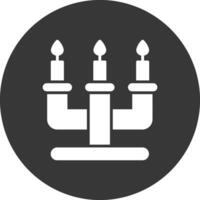 candelabro glifo invertido icono vector