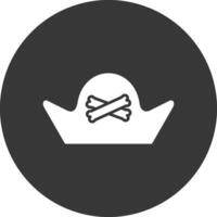 pirata sombrero glifo invertido icono vector