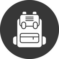 Backpack Glyph Inverted Icon vector