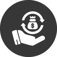 Money Back Glyph Inverted Icon vector