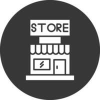 Tienda glifo invertido icono vector