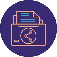 Sharing File Line Two Color Circle Icon vector