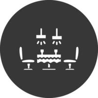 Dining Table Glyph Inverted Icon vector