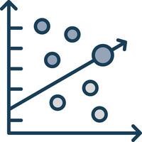 Scatter Graph Line Filled Grey Icon vector