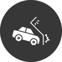 Car Crash Glyph Inverted Icon vector
