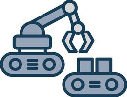 Robotic Produce Sorting Line Filled Grey Icon vector