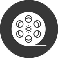 Film Reel Glyph Inverted Icon vector