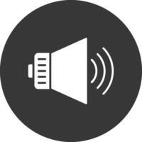 audio glifo invertido icono vector