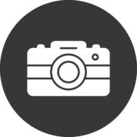 Photo Camera Glyph Inverted Icon vector