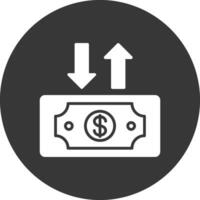 dólar cuenta glifo invertido icono vector