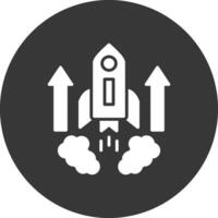 Rocket Glyph Inverted Icon vector