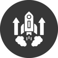 Rocket Glyph Inverted Icon vector