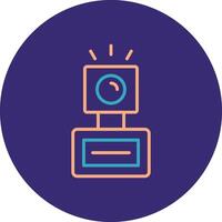 Camera Flash Line Two Color Circle Icon vector