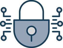 Cyber Security Line Filled Grey Icon vector