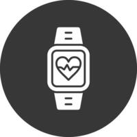 Heart Rate Monitor Glyph Inverted Icon vector