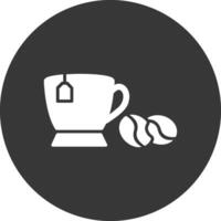 icono de glifo de taza de café invertido vector
