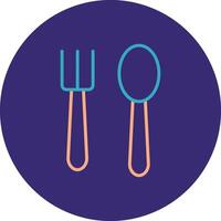 Spoon And Fork Line Two Color Circle Icon vector