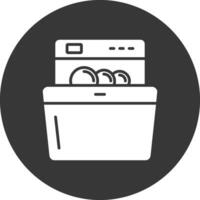 Dish Washing Glyph Inverted Icon vector