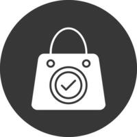 icono de glifo de bolsa de compras invertido vector