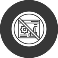 prohibido firmar glifo invertido icono vector