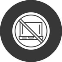 prohibido firmar glifo invertido icono vector