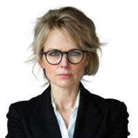 Professional businesswoman with serious expression on transparent png