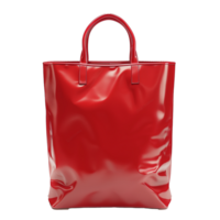 Red leather tote bag on a transparent background png