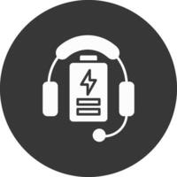 Headphones Glyph Inverted Icon vector