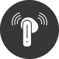 Earbud Glyph Inverted Icon vector