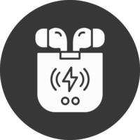 Earbuds Glyph Inverted Icon vector