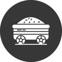 Mine Cart Glyph Inverted Icon vector